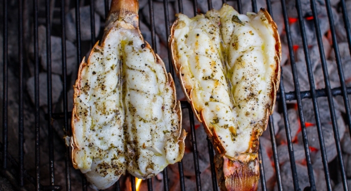 What are some recipes for charcoal-grilled lobster tails?